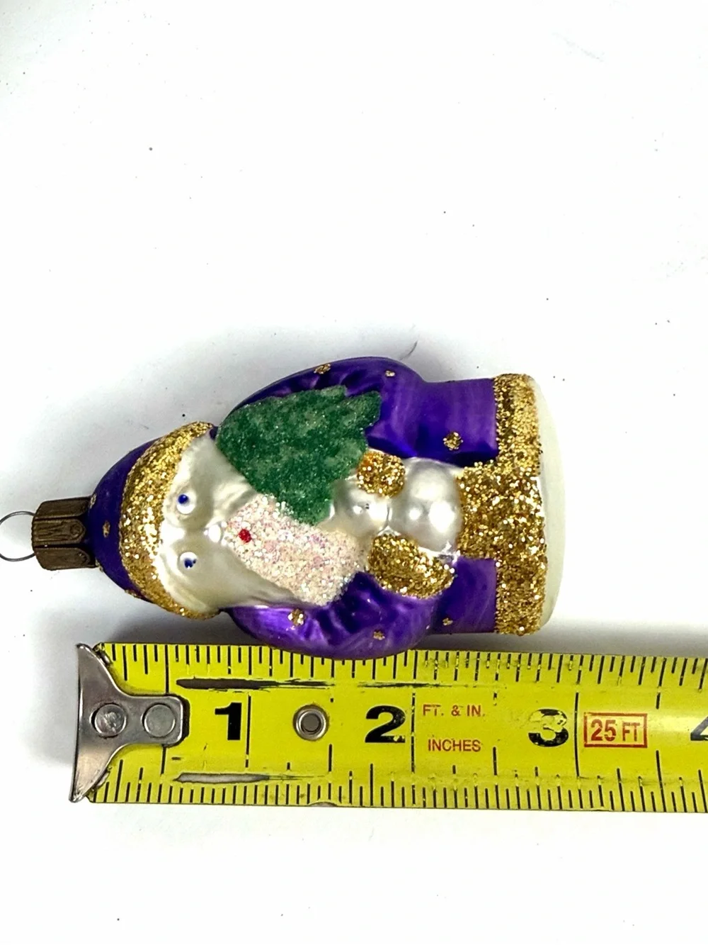 Vtg Shimmering Santa Claus Purple Blown Glass Christmas Ornament Czech Republic